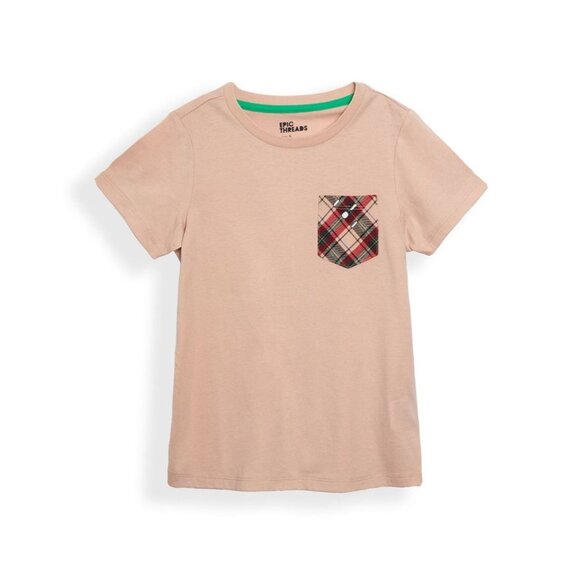 Epic Threads Little Boys Short Sleeve Plaid Pocket T-shirt, Size 6T, NWT - Picture 1 of 4